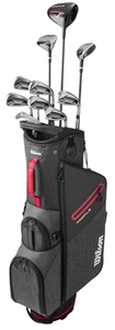 Juego completo de palos para zurdos Wilson Profile rojo con bolsa de pie Uniflex nuevo - Imagen 1 de 7