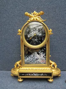 SEVRES FRENCH LIMOGES ENAMEL GILT BRONZE CLOCK 19TH PATE-SUR-PATE GRISAILLE - Picture 1 of 12