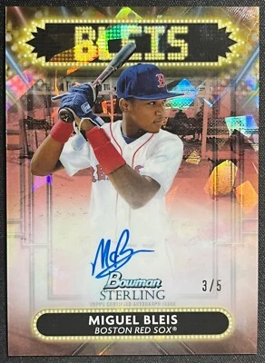 2022 BOWMAN STERLING MIGUEL BLEIS STERLING SIGNAGE RED CRACKED ICE #3/5 RED SOX - Image 1 of 2
