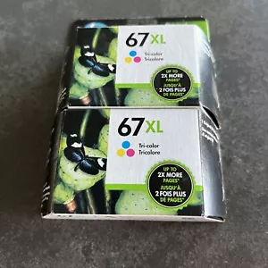 Lot Of 2 HP 67XL High Yield Tri-color Original Ink Cartridges. Free Shipping. - Picture 1 of 2