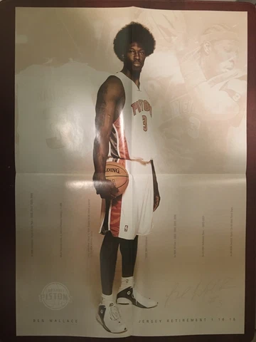 BEN WALLACE Detroit Pistons Jersey Retirement Poster Program - 1/16/16 Cover