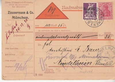Germany: Postal Order: Munich to Mindelheim, 24 Dec 1920 - Image 1 of 2