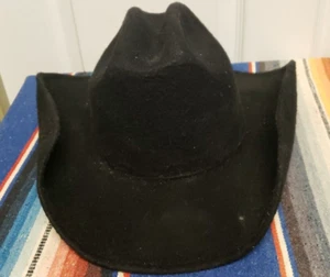 Sombrero de Vaquero Negro De Colección Talla 7 Mezcla de Piel de Cerdo Envejecido Western Rockabilly - Imagen 1 de 12