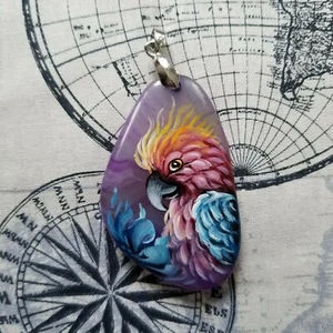 Hand Painted Parrot Pendant - Picture 1 of 3