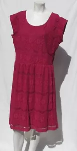 GARNET HILL US 16 XL Raspberry Lace Knit Sheath Dress Cap Sleeve Ponte Lining - Picture 1 of 6