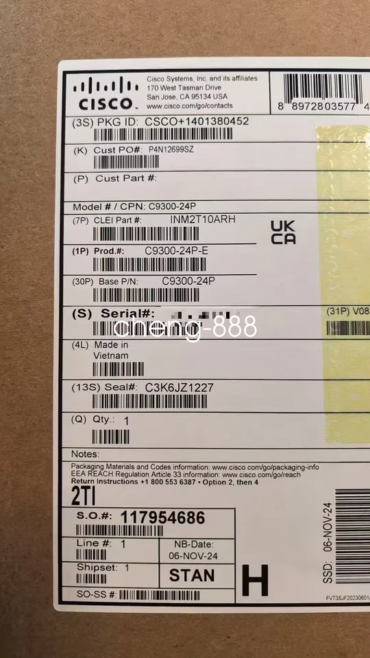 1PCS Cisco 24 port POE Enterprise Core Switch C9300-24P-E FedEx or DHL - Image 1 of 1