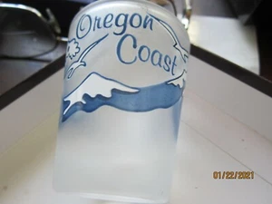 OREGON COAST Ocean Waves & Gaviota VIDRIO ESMERILADO 2 1/2" DE ALTO Vidrio Disparo Vintage - Imagen 1 de 2