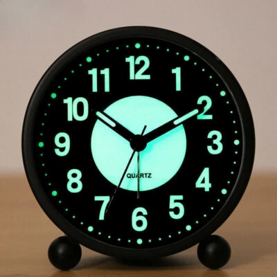 Silent Bedside Alarm Clock Non-ticking Glow-in-the-Dark Luminous Battery Power - Image 1 of 4