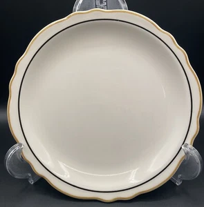 Homer Laughlin Scalloped Gold Edge Rim & Black Line China 9.5” Dinner Plates - Picture 1 of 3