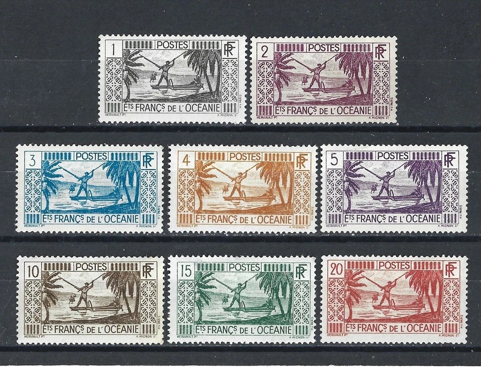 French OCEANIA 1939 Complete series of 8 stamps new *.                 (8916) - Image 1 of 1