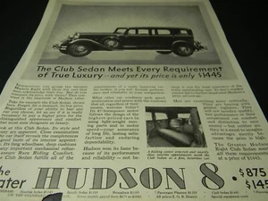 Vintage 1931 Hudson Motor Car 1930's Old Car Print Ad 5A2 - Picture 1 of 4