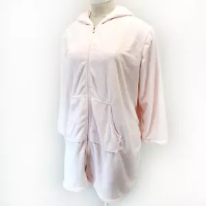 Cacique pink absorbant micro cozy hooded zippered plush lounge robe 26/28W - Picture 1 of 9