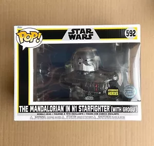 Funko Pop Star Wars Il Mandaloriano In N1 Starfighter Con Grogu #592 +Protettore - Foto 1 di 6