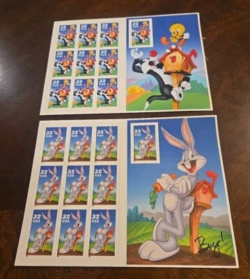 1996-97 USPS Bugs Bunny + Tweety & Sylvester Stamp Sheet 10/32¢ Stamps Mint NH - Image 1 of 4