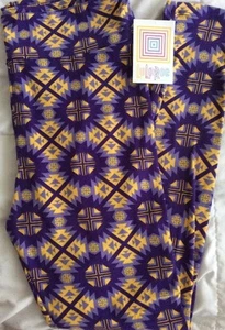 Lularoe TC Tall & Curvy Leggings Pants Unicorn Purple Yellow Tribal Aztec* New* - Picture 1 of 8