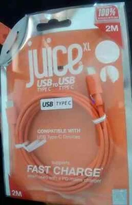 Juice XL Charge/Sync Cable. 2m. Orange/Red. USB-C to USB-C. iPhone 15, iPad Pro. - Picture 1 of 4