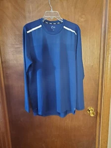 ZYIA ACTIVE Navy Blue Back Mesh Long Sleeve Tee Shirt MENS Medium Running NEW - Picture 1 of 15