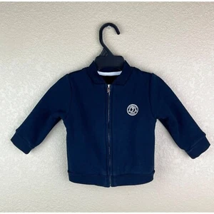 Jacadi Paris Full Zip Fleece Lined Jacket Baby Boy Size 6 Months Navy Blue - Picture 1 of 6