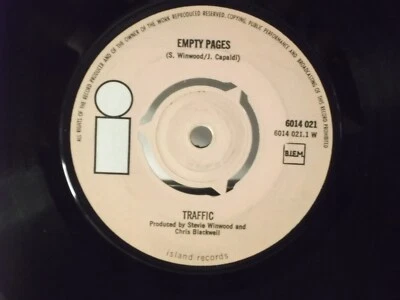 Traffic,Island,"Empty Pages",France,7" 45,1970 prog rock,PINK Labels, Mint- - Image 1 of 2