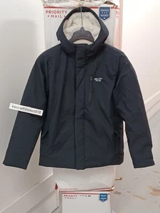 HOLLISTER KUNSTFELL GEFÜTTERTE ALLWETTERJACKE SCHWARZ HERREN GRÖSSE SMALL - Bild 1 von 12