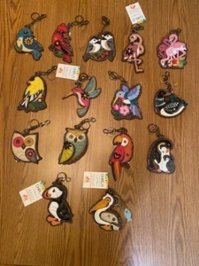 CHALA BIRD KEY FOBS - 16 BEAUTIFUL CHOICES!!    NEW:  CARDINAL FAMILY!! - Picture 1 of 29