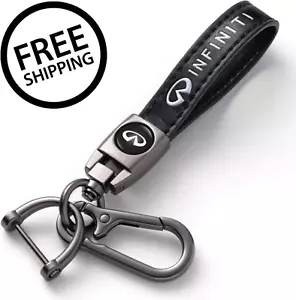 Genuine Black Leather Car Keychain Suit Compatible with Infiniti Key Chain Ring - Bild 1 von 7