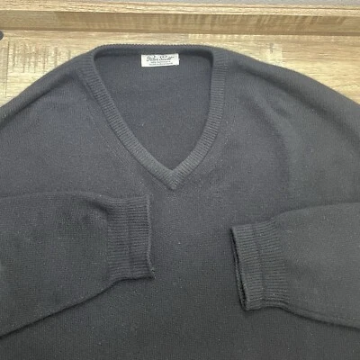 Peter Scott 100% Kaschmir Pullover V-Neck Pulli Sweater Herren L (46 EU) Schwarz - Bild 1 von 4