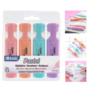 Pack of 4 Pastel Highlighter Colors Marker Pens with Chisel Tip Assorted Colors - Picture 1 of 1
