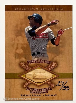 2001 SP GAME BAT EDITION GOLD ROBERTO ALOMAR 27/35 INDIANS - Image 1 of 2