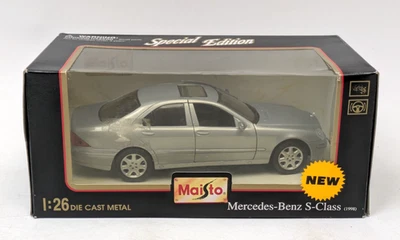 Maisto 1998 Mercedes Benz S-Class 1/26 Scale Diecast Car Model Silver Boxed - Image 1 of 4
