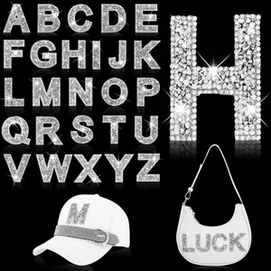 26Pcs Rhinestone Iron on Letters Patches 6.5cm Iron on Rhinestone Letters Bli... - Picture 1 of 7