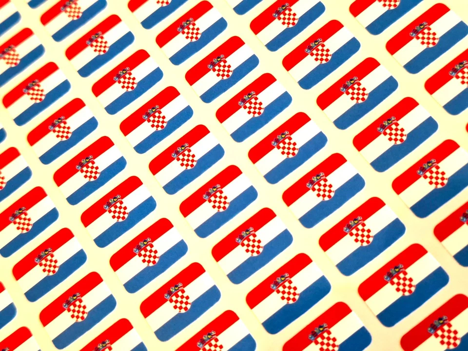 Small Mini 16x10mm Croatia Croatian Durable Plastic Flag Stickers Sticky Labels - Image 1 of 1