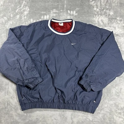 Vintage Nike Jacket Mens XL Pullover Windbreaker Navy Blue Red Mesh Lined 90's - Image 1 of 4