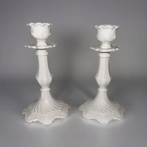 Coalport Bone China 6" weiße Kerzenständer. Made In England - Bild 1 von 5