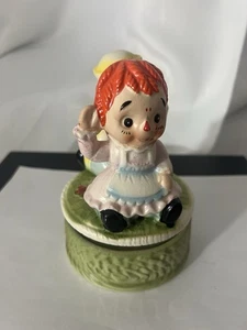 Vintage Raggedy Ann and Andy Rotating Ceramic Music Box Working - Bild 1 von 8