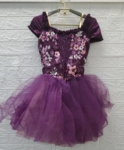 New Weissman Sequin Detail Puff Sleeve Ballet Dress Purple Size 16/18 Youth - Picture 1 of 7