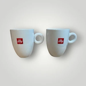 2 - ILLY Logo 8 Oz O Handle Original Coffee Mugs Cups - Picture 1 of 6