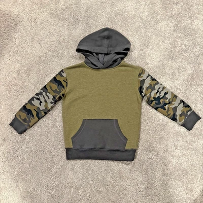 Jumping Beans Softest Fleece Boys Pullover Hooded Sweatshirt Camo Green Size 6 - Image 1 of 4