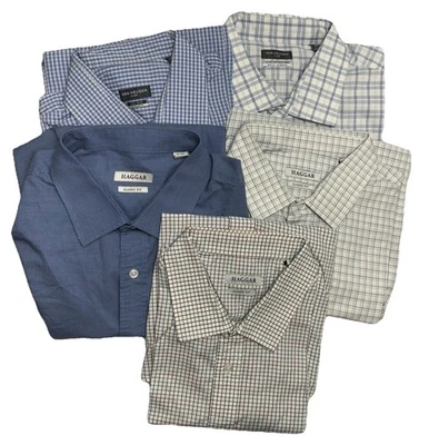 Lot Of 5 Dress Shirt Van Heusen Flex Haggar Classic Fit Plaid Check 17–18 34/35 - Image 1 of 4