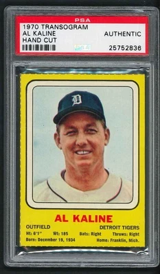 1970 Transograma Béisbol (Corte a Mano) Al Kaline; PSA Auténtico; ¡Muy Pocos Calificados! Foto 1 de 2