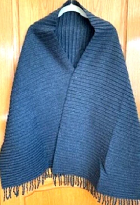 NWOT Italian Gray Striped Lambswool Blend Headscarf/ Scarf /Shawl 70" x 20" - Image 1 of 4