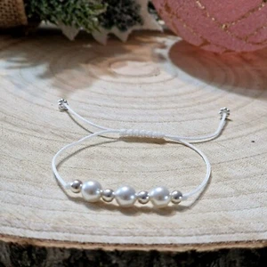 Perlenarmband Makramee mit Süßwasserperlen - Bild 1 von 3