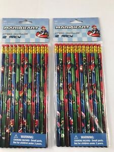mario kart school pencils- 2 pack of 12 pencils by innovative -designs (total 24