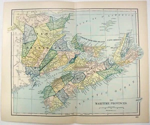 Original 1893 Map of the Maritime Provinces of Canada by Dodd Mead & Company - Picture 1 of 3