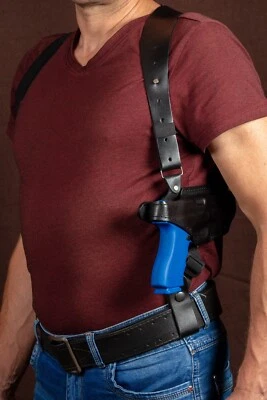 Horizontal Leather Shoulder Holster Fits GLOCK 17 19 22 23 31 32 34 35 - Image 1 of 4