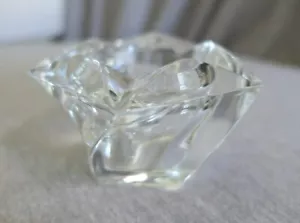 Heavy 5-Point Footed Clear Glass Votive Tea Light Candle Holder Candlestick 4" W - Picture 1 of 9