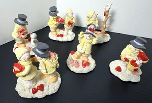 Lot of 6 Russ Berrie & Co. Ice Sculptures Snowmen  Valentine's Day #21142 - Picture 1 of 22