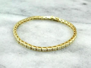 14k Yellow Gold Over Round Cut Lab Created Diamond Women's Tennis Bracelet 4ct - Picture 1 of 1