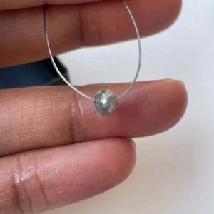 Cuentas de diamante gris agujero grande de 1,5 mm cadena de cuentas de diamante natural facetado de 5 mm - Imagen 1 de 7