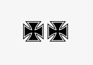 2x Iron Cross Skull Eisernes Kreuz Aufkleber Oldschool Sticker Aufkleber - Bild 1 von 1